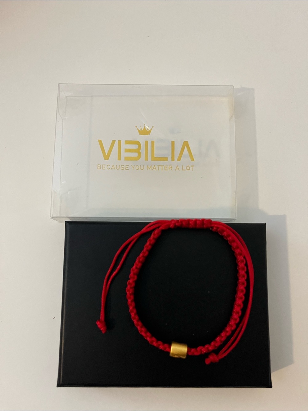 ILIA Red Braided Cord Bracelet with Gold Bead